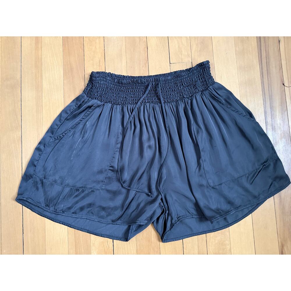 NWT Aerie Navy Blue Smocked Waist Silky Lounge Shorts Small S New